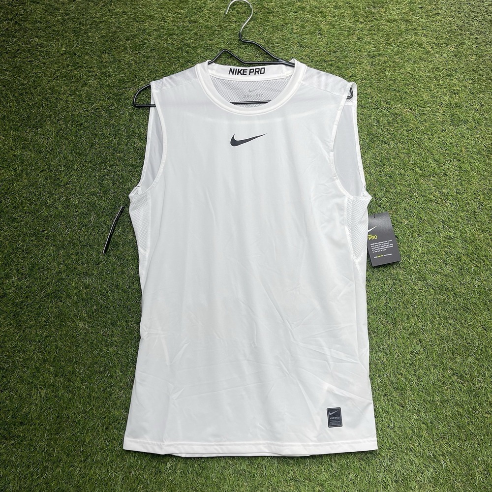 Nike Pro Training Tank Top Mens Medium Dri-Fit Sleeveless Slim Fit White 838087